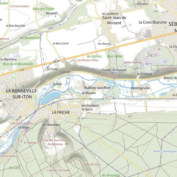 Plan cartographique de Parcours de pêche d'Aulnay-sur-Iton