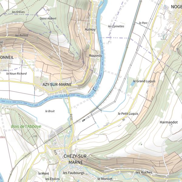 Plan cartographique de Parcours de pêche d'Azy-sur-Marne