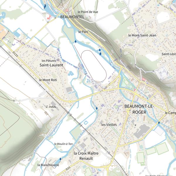 Plan cartographique de Parcours de pêche de Beaumont-le-Roger