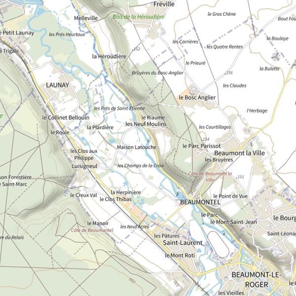 Plan cartographique de Parcours de pêche de Beaumontel