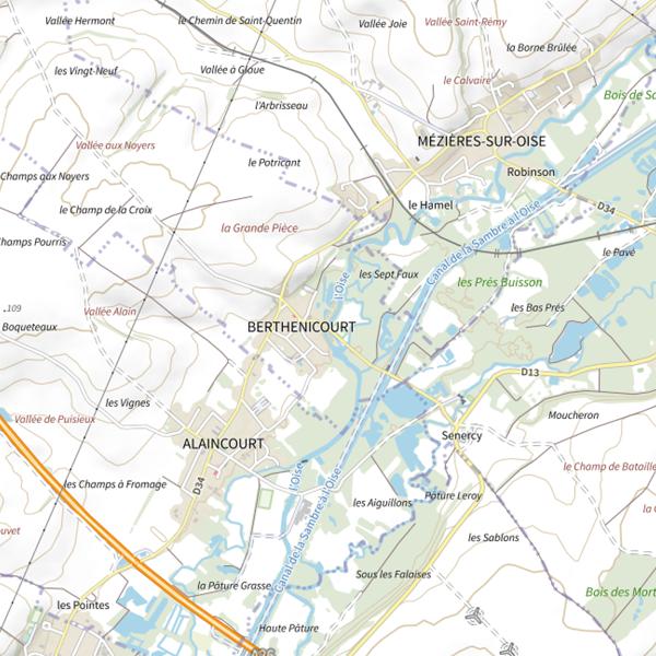 Plan cartographique de Parcours de pêche de Berthenicourt