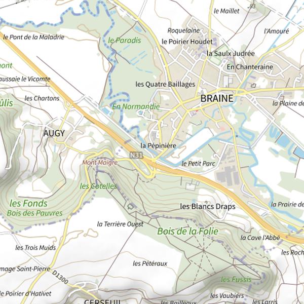 Plan cartographique de Parcours de pêche de Braine