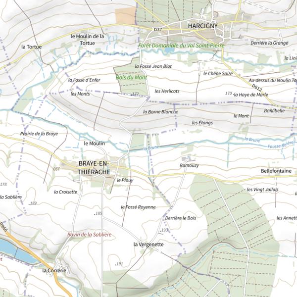 Plan cartographique de Parcours de pêche de Braye-en-Thiérache