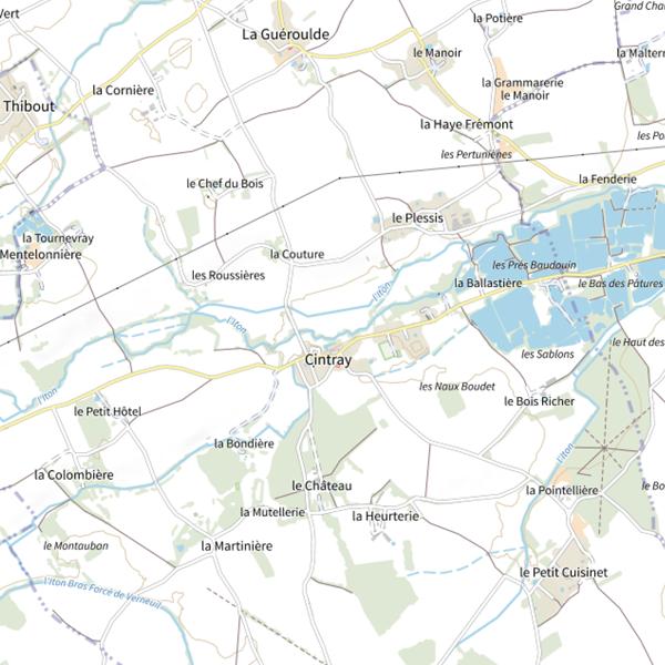 Plan cartographique de Parcours de pêche de Breteuil