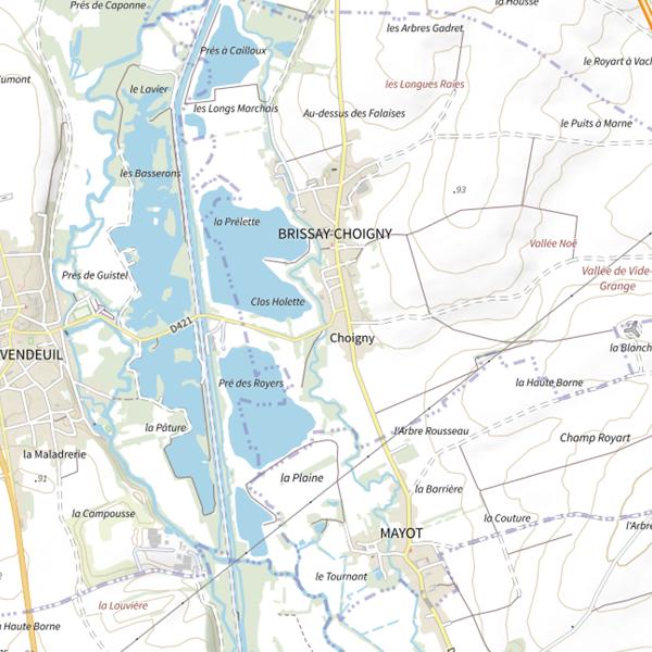 Plan cartographique de Parcours de pêche de Brissay-Choigny