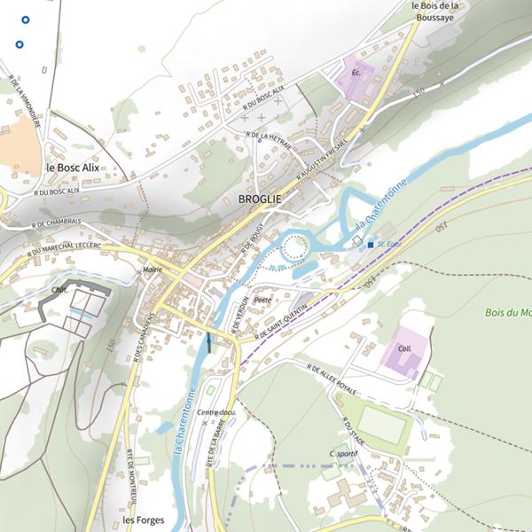 Plan cartographique de Parcours de pêche de Broglie
