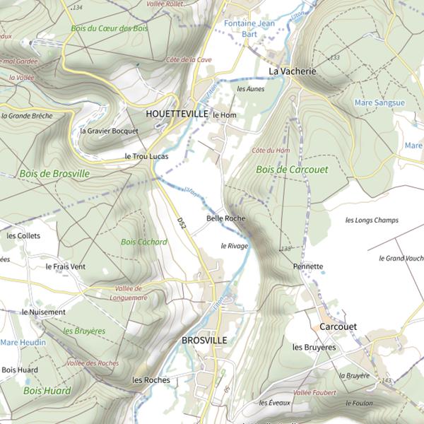 Plan cartographique de Parcours de pêche de Brosville