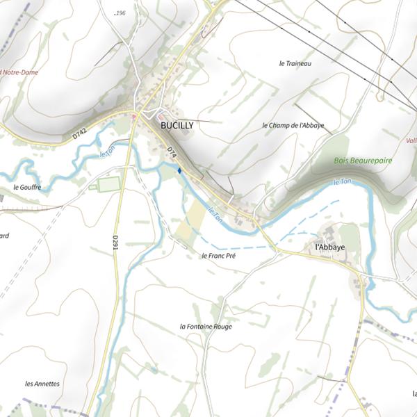 Plan cartographique de Parcours de pêche de Bucilly