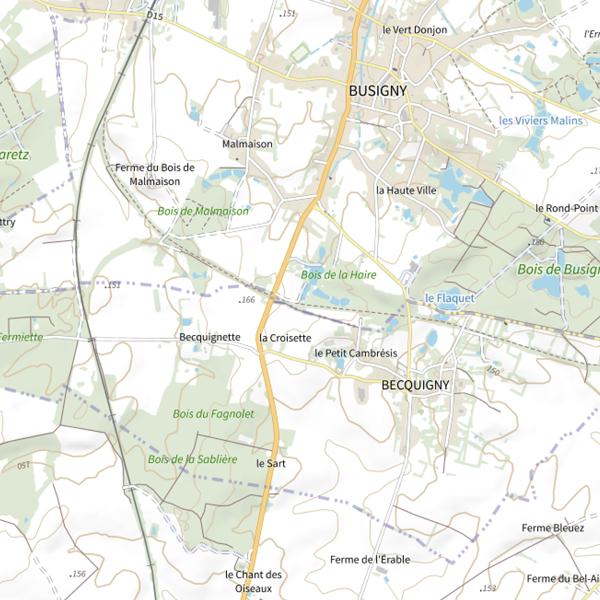 Plan cartographique de Parcours de pêche de Busigny