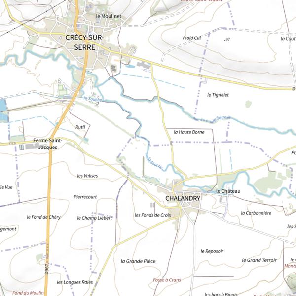 Plan cartographique de Parcours de pêche de Chalandry