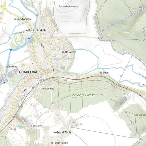 Plan cartographique de Parcours de pêche de Charleval