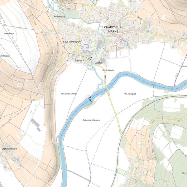 Plan cartographique de Parcours de pêche de Charly-sur-Marne