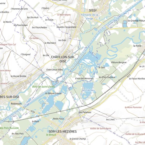 Plan cartographique de Parcours de pêche de Châtillon-sur-Oise