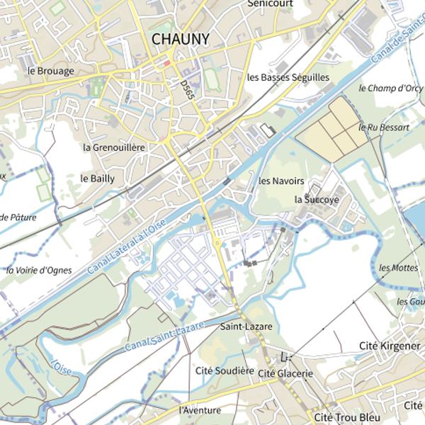 Plan cartographique de Parcours de pêche de Chauny