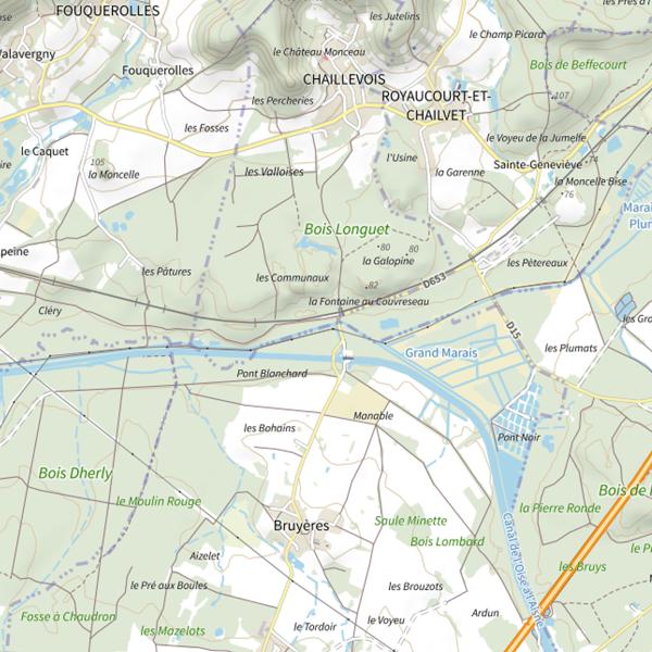 Plan cartographique de Parcours de pêche de Chavignon