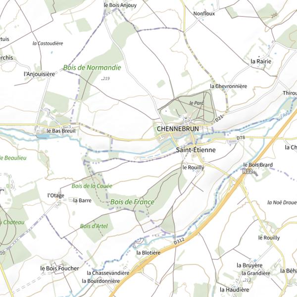 Plan cartographique de Parcours de pêche de Chennebrun