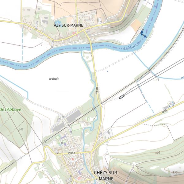 Plan cartographique de Parcours de pêche de Chézy-sur-Marne