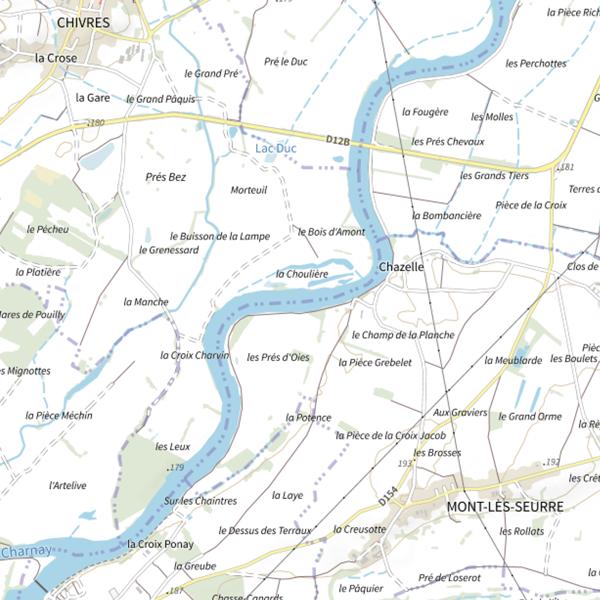 Plan cartographique de Parcours de pêche de Chivres