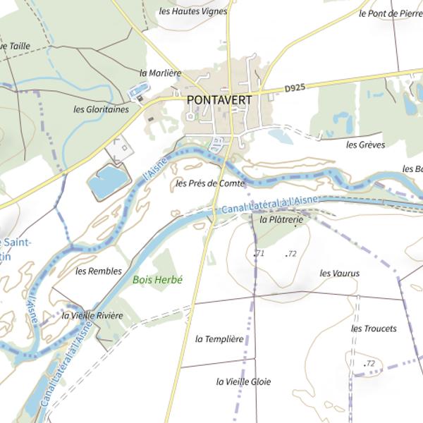 Plan cartographique de Parcours de pêche de Concevreux