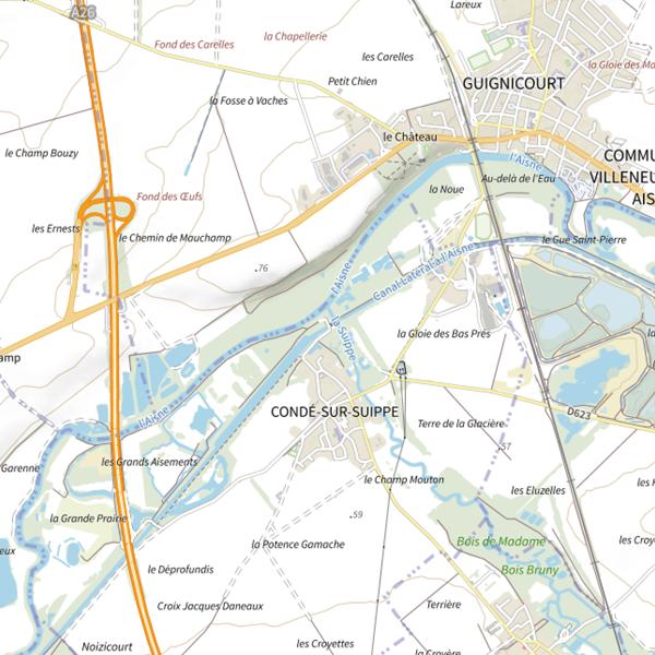 Plan cartographique de Parcours de pêche de Condé-sur-Suippe