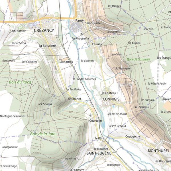 Plan cartographique de Parcours de pêche de Connigis