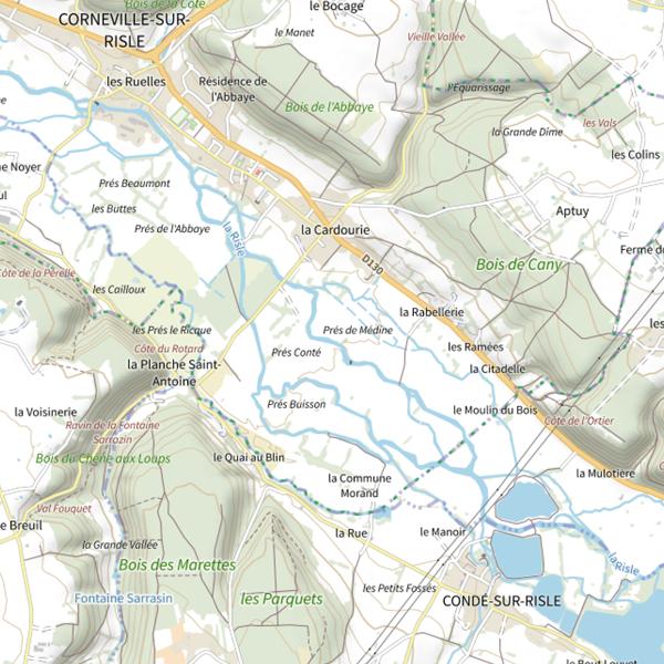 Plan cartographique de Parcours de pêche de Corneville-sur-Risle