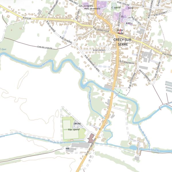 Plan cartographique de Parcours de pêche de Crécy-sur-Serre