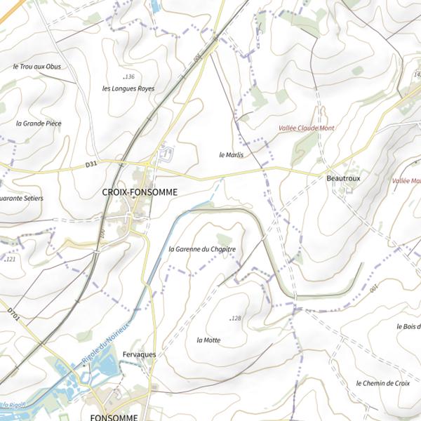 Plan cartographique de Parcours de pêche de Croix-Fonsomme