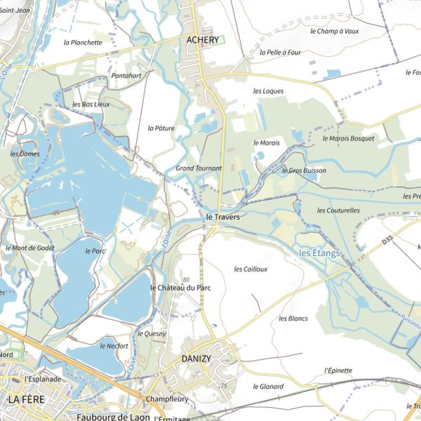 Plan cartographique de Parcours de pêche de Danizy