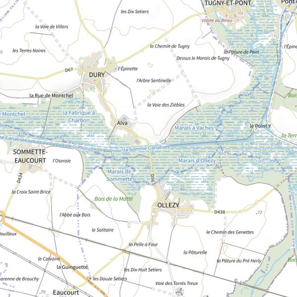 Plan cartographique de Parcours de pêche de Dury