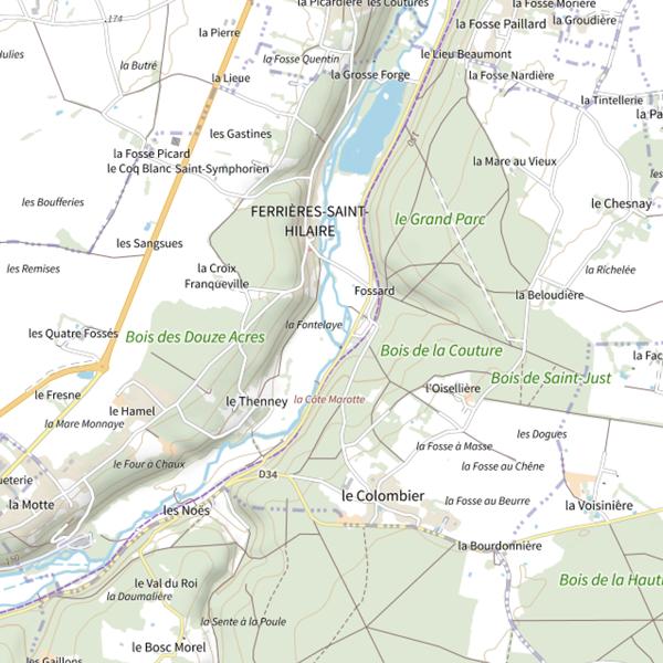 Plan cartographique de Parcours de pêche de Ferrières-Saint-Hilaire