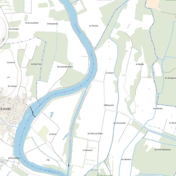Plan cartographique de Parcours de pêche de Flammerans