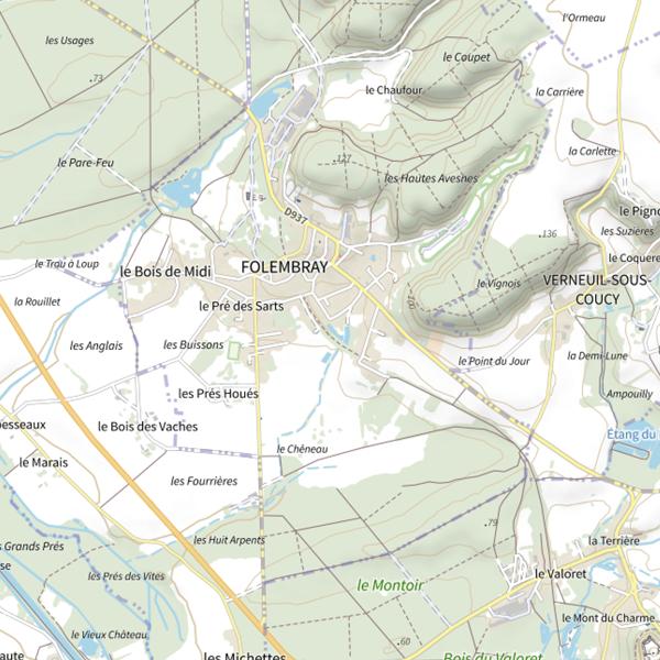 Plan cartographique de Parcours de pêche de Folembray