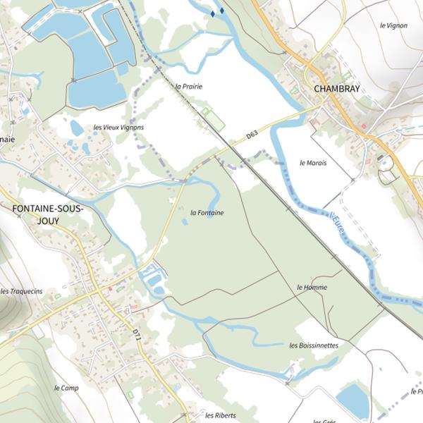 Plan cartographique de Parcours de pêche de Fontaine-sous-Jouy