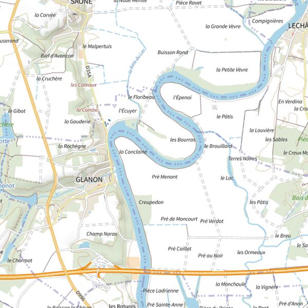 Plan cartographique de Parcours de pêche de Glanon
