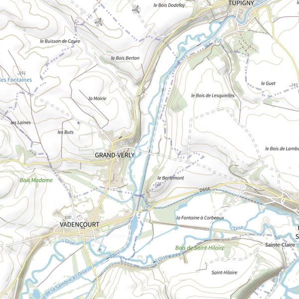 Plan cartographique de Parcours de pêche de Grand-Verly
