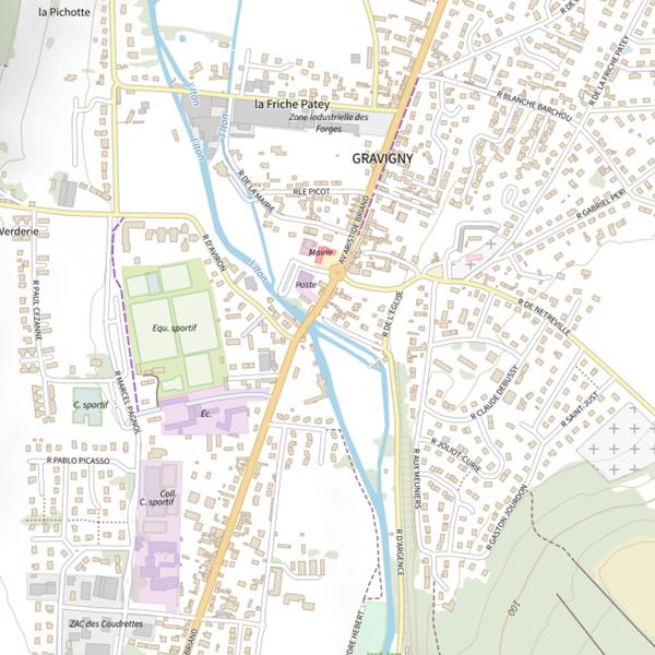 Plan cartographique de Parcours de pêche de Gravigny