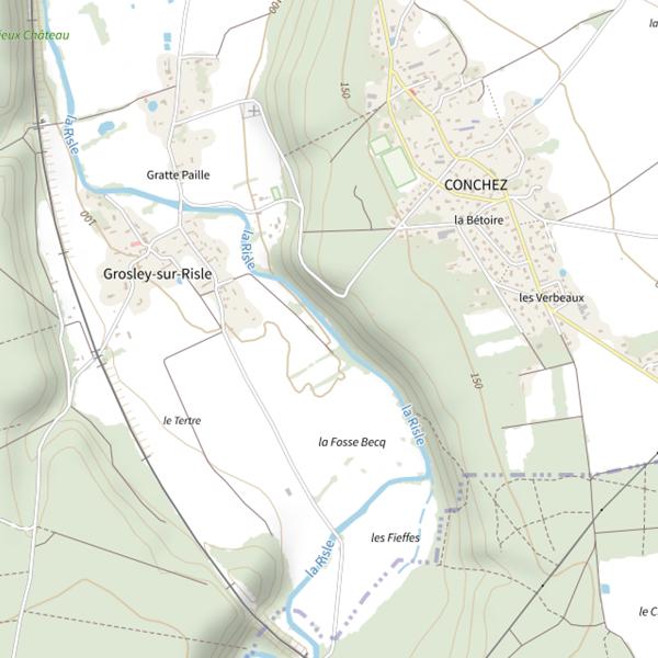 Plan cartographique de Parcours de pêche de Grosley-sur-Risle