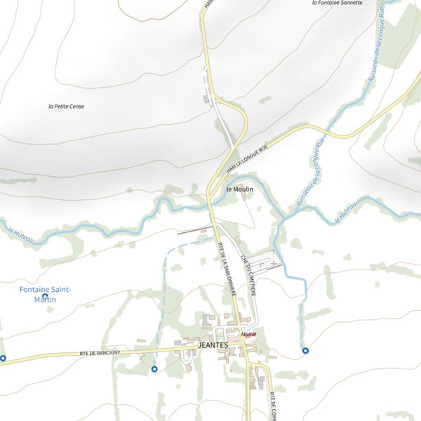 Plan cartographique de Parcours de pêche de Jeantes