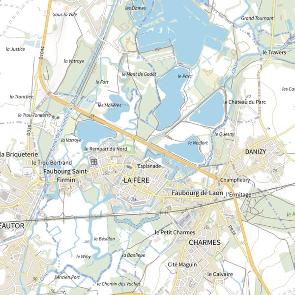 Plan cartographique de Parcours de pêche de La Fère