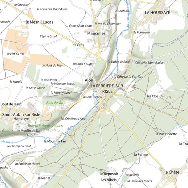 Plan cartographique de Parcours de pêche de La Ferrière-sur-Risle