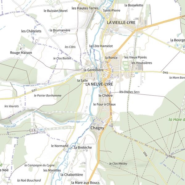Plan cartographique de Parcours de pêche de La Neuve-Lyre