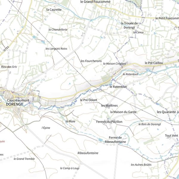 Plan cartographique de Parcours de pêche de La Neuville-lès-Dorengt