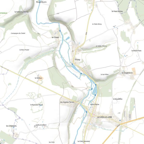 Plan cartographique de Parcours de pêche de La Vieille-Lyre