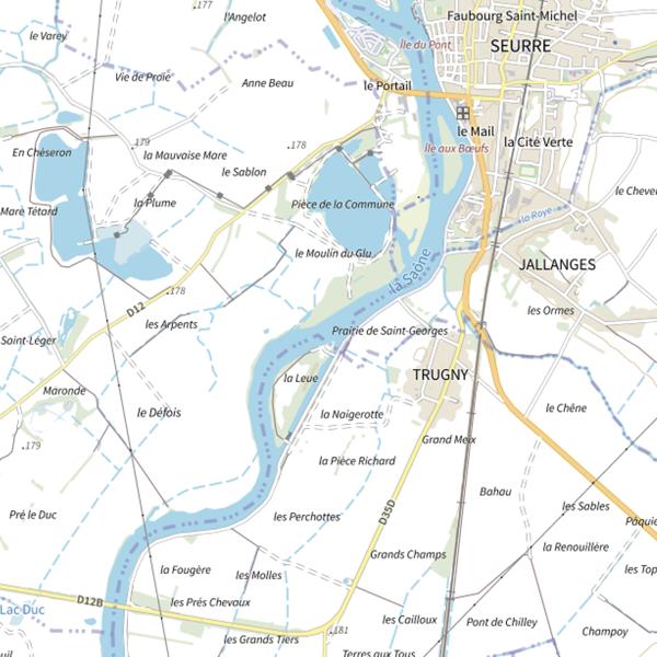 Plan cartographique de Parcours de pêche de Labergement-lès-Seurre