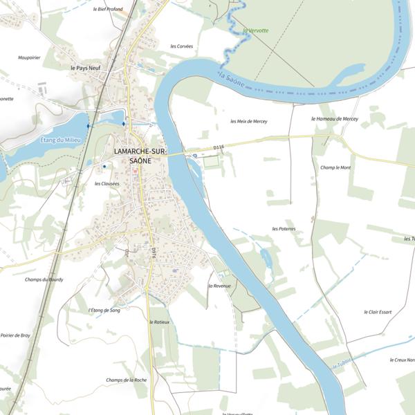 Plan cartographique de Parcours de pêche de Lamarche-sur-Saône