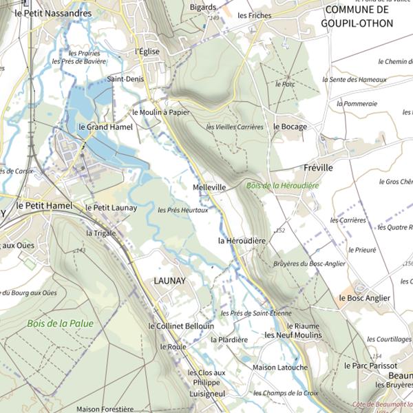 Plan cartographique de Parcours de pêche de Launay