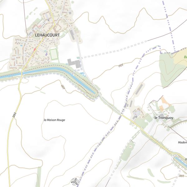 Plan cartographique de Parcours de pêche de Lehaucourt