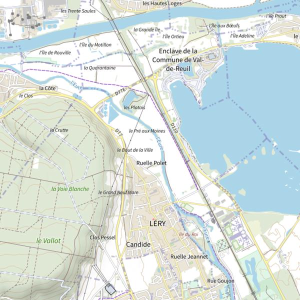 Plan cartographique de Parcours de pêche de Léry
