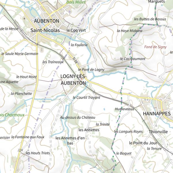 Plan cartographique de Parcours de pêche de Logny-lès-Aubenton